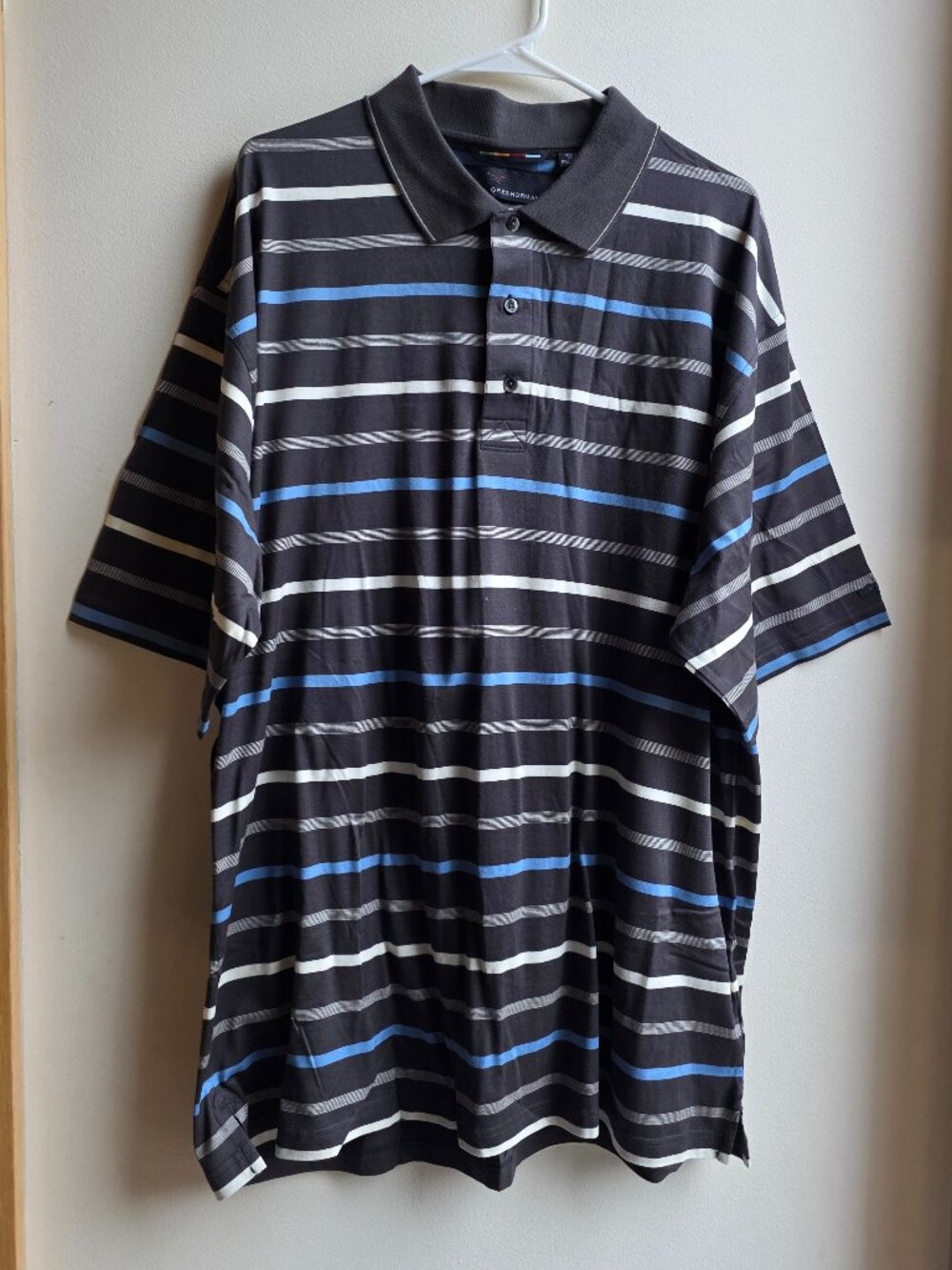 NWT Greg Norman Blue/Gray Striped Polo Shirt Big & Tall Size XXL